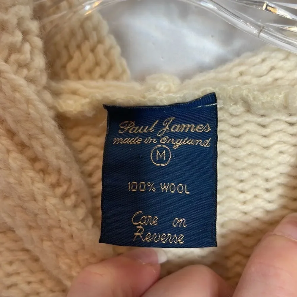 Paul James 100% Wool Fisherman Hooded Sweater. Size XS.